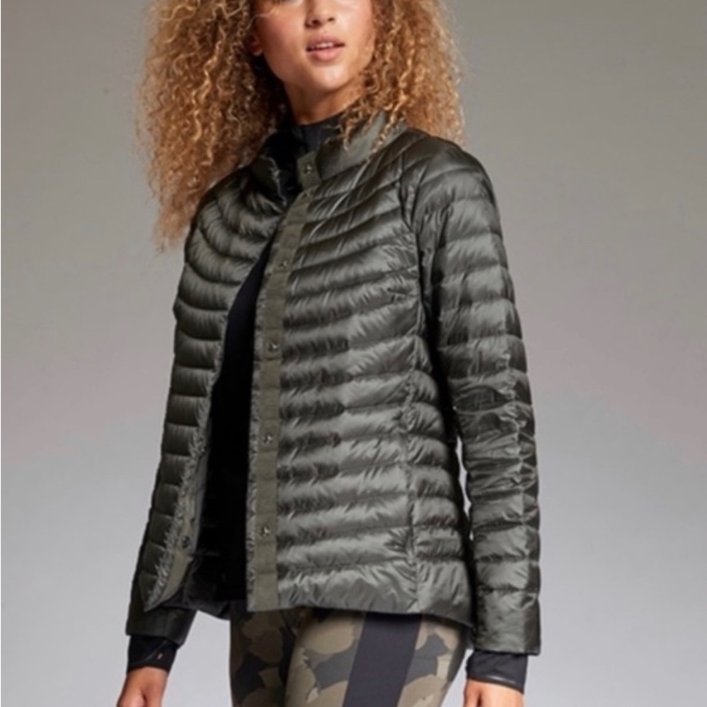 ATHLETA Downkind Goose Down Packable Puffer Jacket Charcoal Gray Size Medium